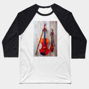 Pocket Violin With Baroque Hanging On Wooden Wall Baseball T-Shirt